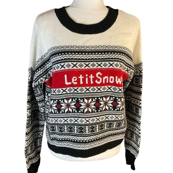 Yes Lola Let It Snow Wool Blend Snowflake Holiday Sweater Size M - Picture 1 of 13